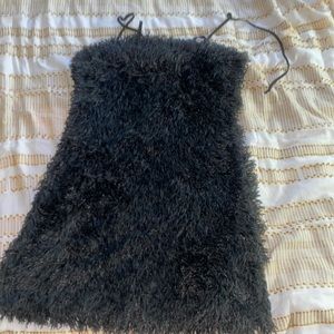 Charcoal Mini fringed dress